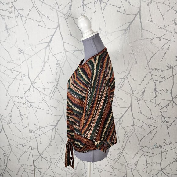 Zara Colorful Chevron Stripe Sheer Batwing Top - Picture 3 of 7